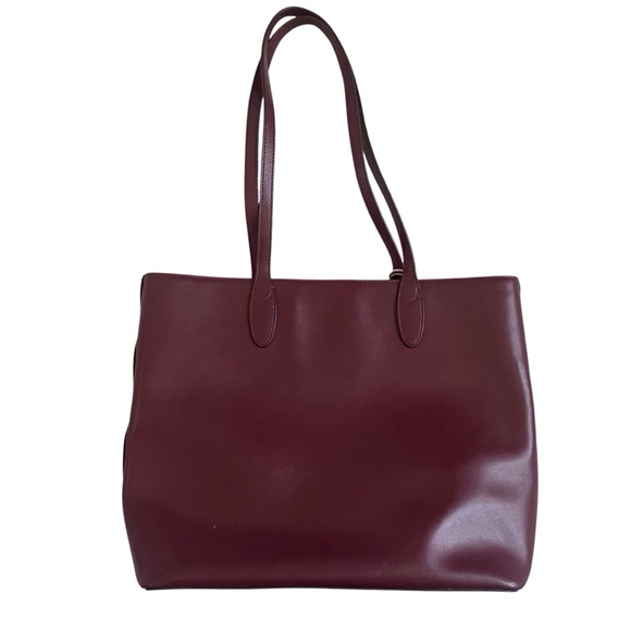 Kate Spade Kerri Tote Bag Leather Burgundy Purple Flower Charm Preppy Classic - Picture 3 of 12